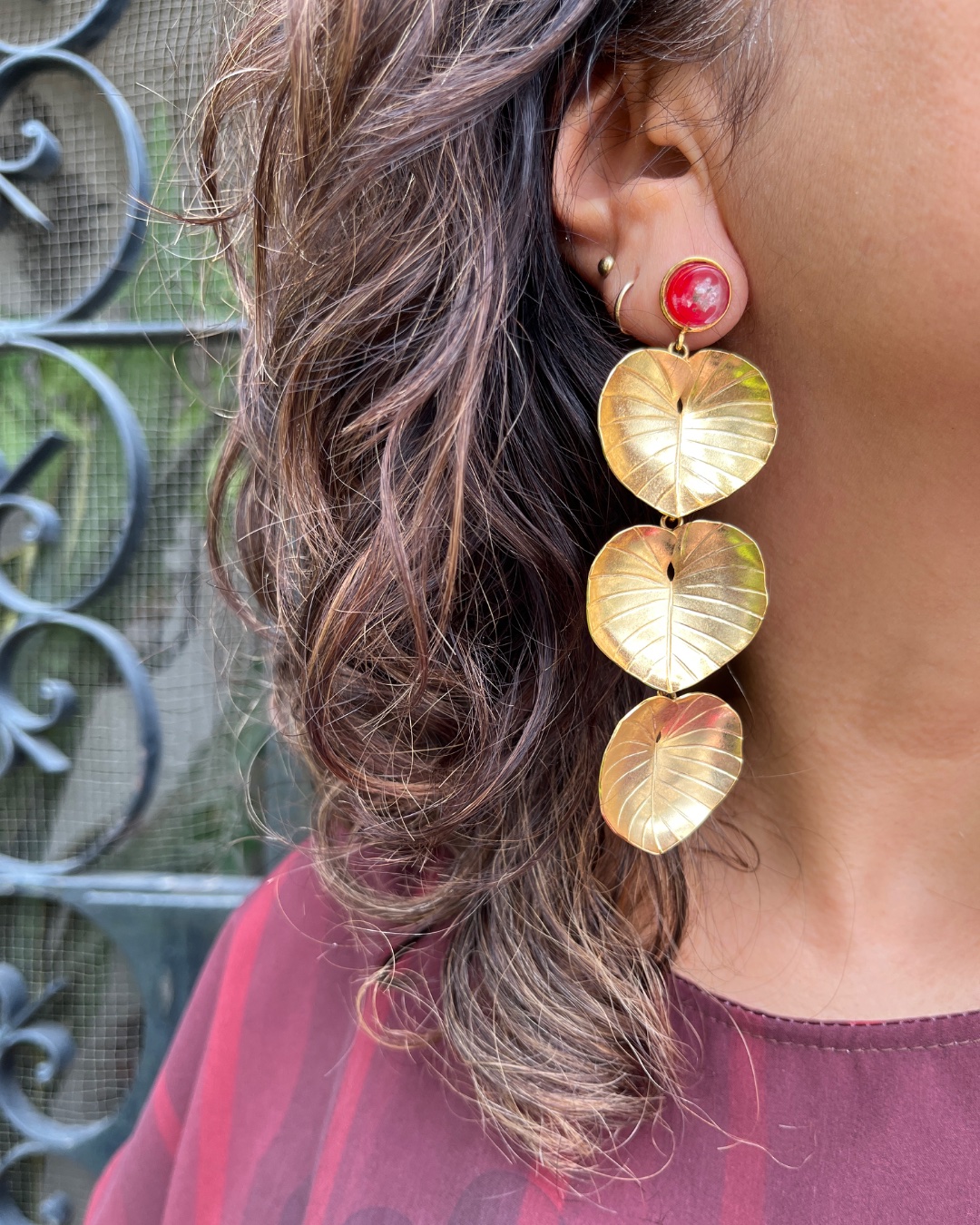 Aretes hojas corazón