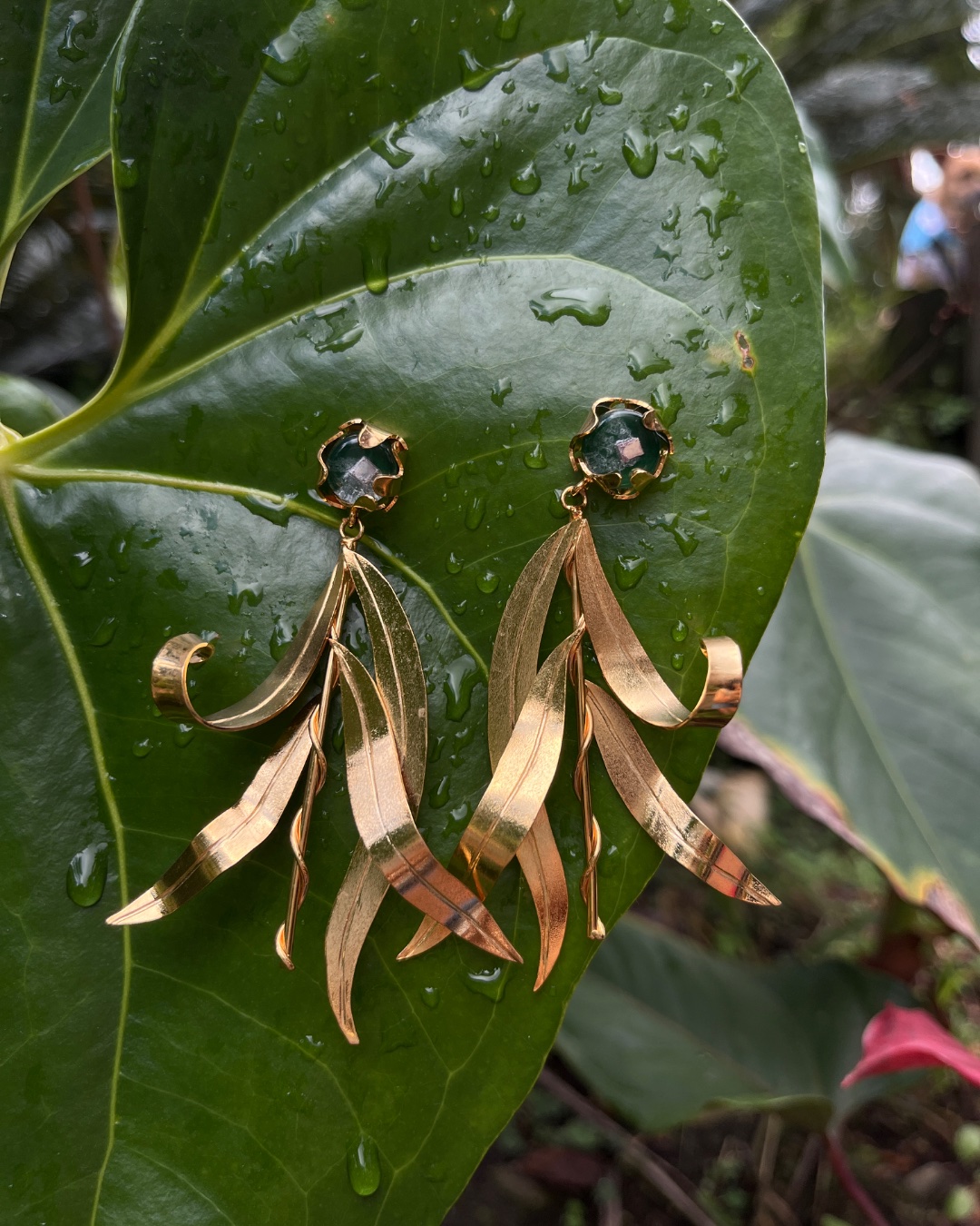 Aretes hojas caña