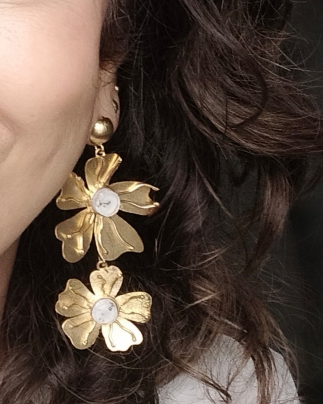 Aretes flor pistilo doble